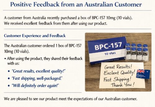 último caso de la compañía sobre Comentarios positivos de un cliente australiano para BPC-157