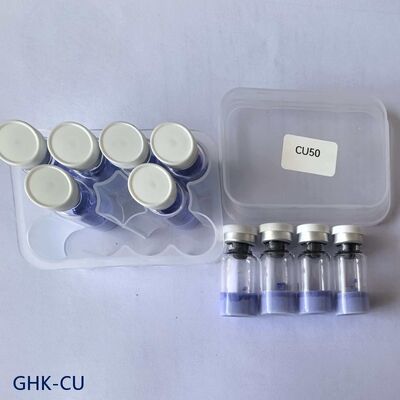 Polvo de péptido GHK-Cu de alta pureza para la investigación del cuidado de la piel. Tripéptido-1 de cobre. Materia prima. Compuesto de péptido azul estable.
